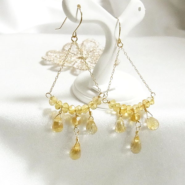 K10 シトリン シャンデリア ピアス