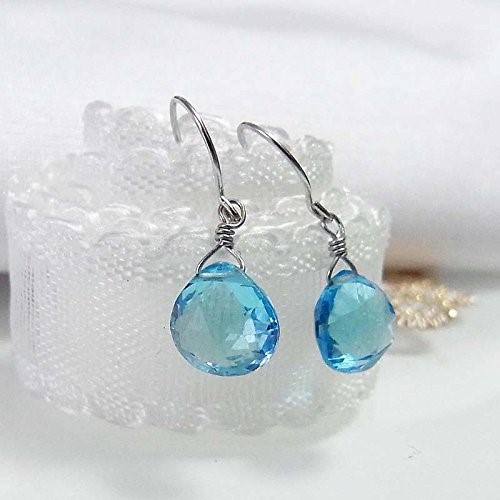 K18 WG スイスブルートパーズ マロンカットピアス