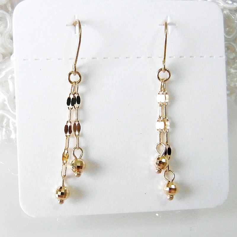 K18 輝き綺麗な 18金 チェーン ピアス