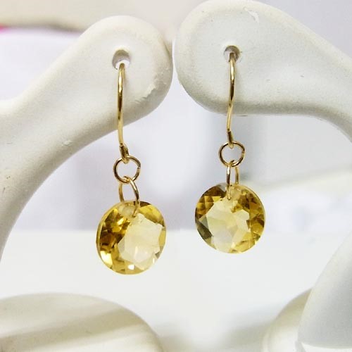 K18 揺れる7mm シトリン ゴールドピアス