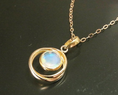 K18 オパール サークルデザイン ネックレス トップ ペンダント
