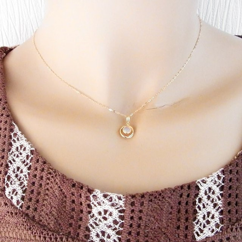 K18 オパール サークルデザイン ネックレス トップ ペンダント