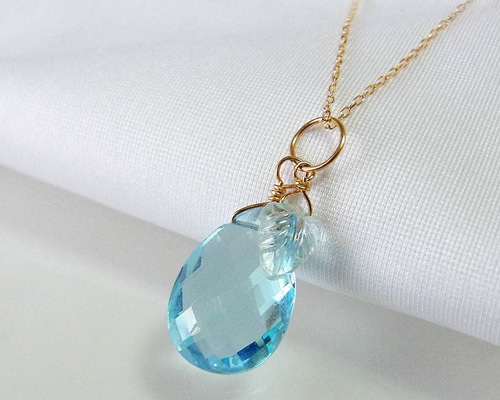 K18 ブルートパーズとアクアマリン ネックレス ネックレス・ペンダント