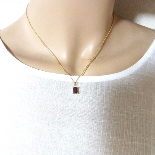 K18 オクタゴンカット ガーネット ネックレス トップ ペンダントトップ