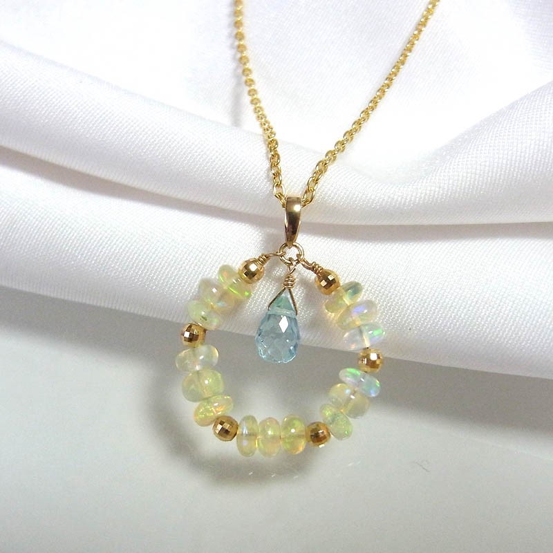 K18 オパール・ブルートパーズ ネックレス トップ