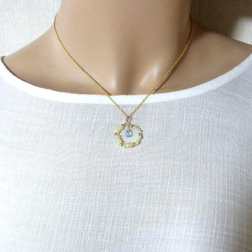 K18 オパール・ブルートパーズ ネックレス トップ ペンダントトップ