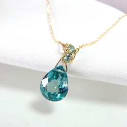 JiJikoro☆★天然ブルージルコン★リング、ペンダントトップオーダー 特上ブルージルコン・バイカラージルコン13.15ct K14ペンダント