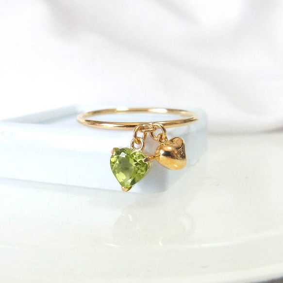 K18ゴールド ハート型リング ペリドット K18 ハート 5mm ペリドット リング 指輪・リング Rua 通販 8757105