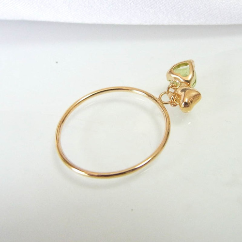 K18ゴールド ハート型リング ペリドット K18 ハート 5mm ペリドット リング 指輪・リング Rua 通販