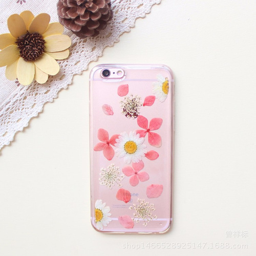 お花が満開♪桃の花♪サンフラワー♪ 小花iPhoneケース♪押し花 
