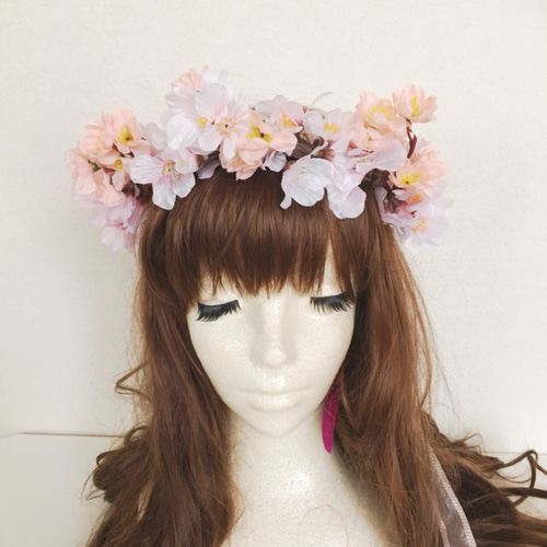 送料無料】桜満開 花かんむり☆期間限定☆ ヘッドドレス 送料無料】桜満開 花かんむり☆期間限定☆ ヘッドドレス