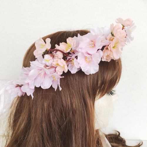 送料無料】桜満開 花かんむり☆期間限定☆ ヘッドドレス 送料無料】桜満開 花かんむり☆期間限定☆ ヘッドドレス