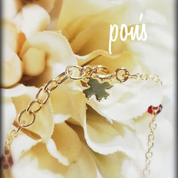 【送料無料】Rose red beads bracelet 2枚目の画像