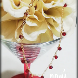 【送料無料】Rose red beads bracelet 3枚目の画像