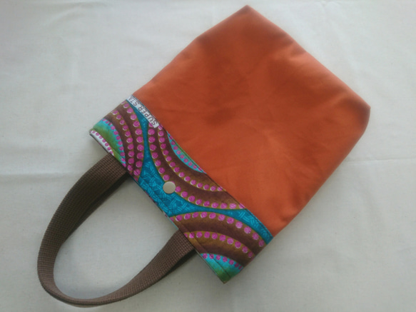 <送料無料>  アフリカ布とハンプのミニトートバッグ 2枚目の画像
