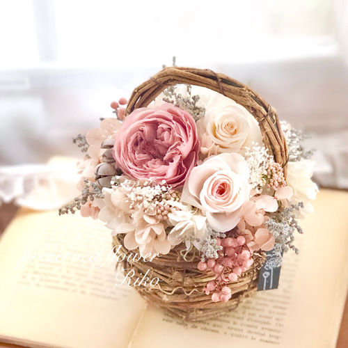 商談中 プリザーブドフラワーアレンジ No.181 ピンク大きめアレンジ