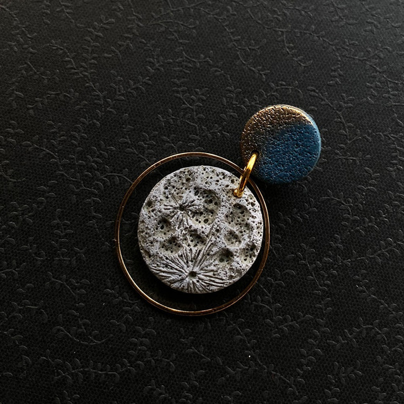 垂吊月球月亮軟陶耳環-moon polymer clay earrings 第2張的照片