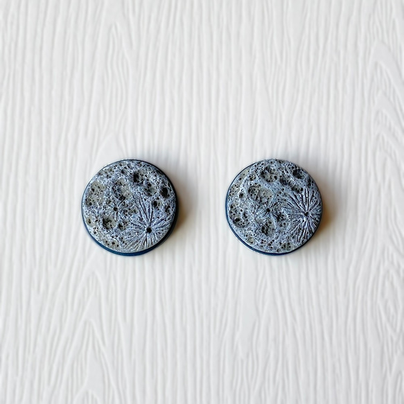 貼耳月球月亮軟陶耳環-moon polymer clay earrings 第2張的照片