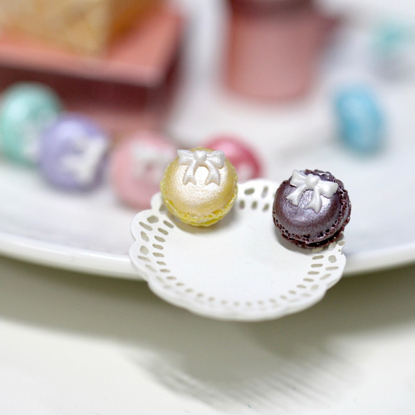 袖珍珠光馬卡龍耳環 Miniature Pearl Macaron 第4張的照片