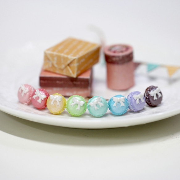 袖珍珠光馬卡龍耳環 全色套組 Miniature Pearl Macaron Set 第1張的照片