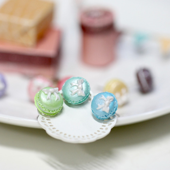 袖珍珠光馬卡龍耳環 全色套組 Miniature Pearl Macaron Set 第5張的照片