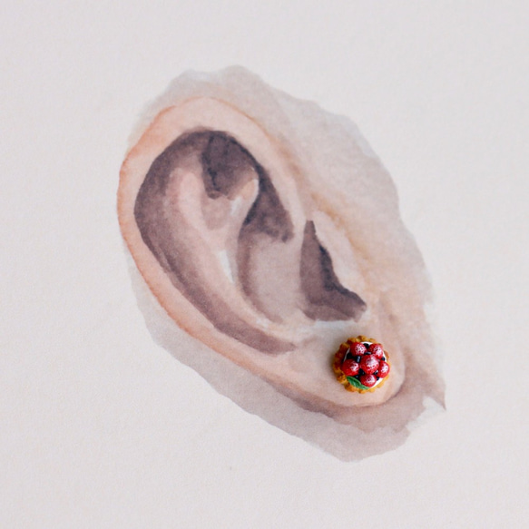 草莓季袖珍耳環套組 Strawberry season miniature earring 第7張的照片