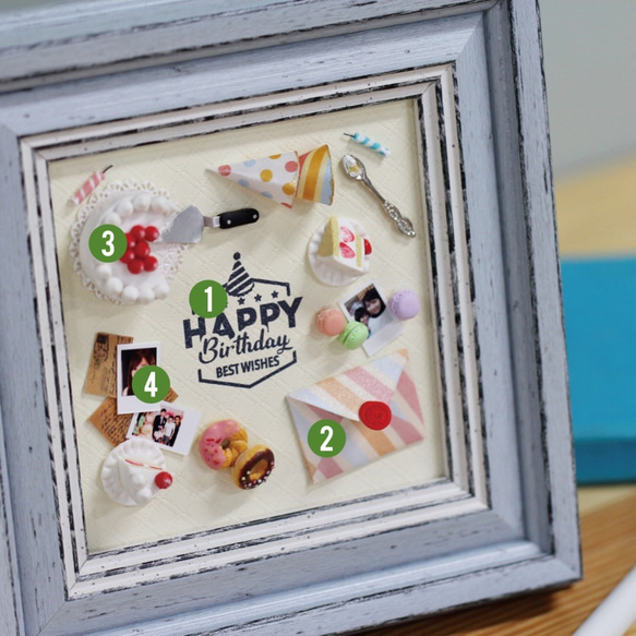 袖珍生日派對場景客製訂做 雜貨風 擺飾 畫框 生日禮物 第5張的照片