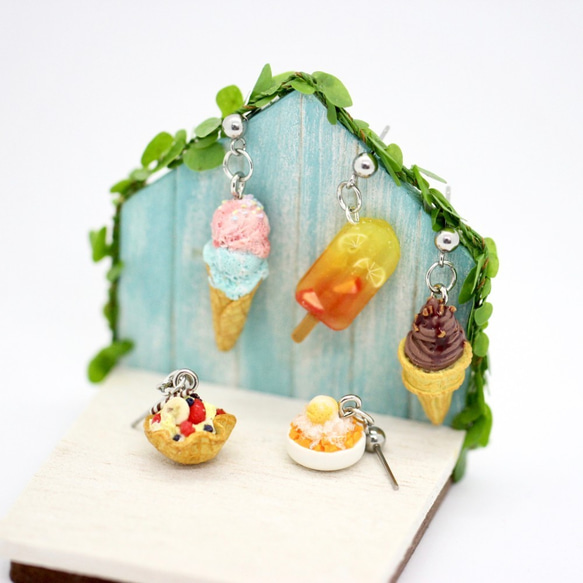 袖珍清涼夏日冰品耳環 Miniature Ice Cream earring冰淇淋芒果冰 第1張的照片