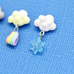 天氣多變化耳環 Miniature Weather Cloud Earring 雲朵彩虹雪花 第3張的照片