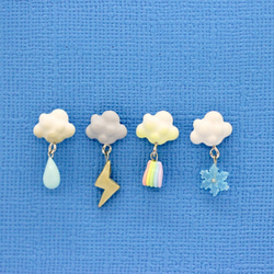 天氣多變化耳環 Miniature Weather Cloud Earring 雲朵彩虹雪花 第8張的照片