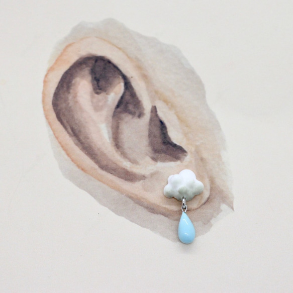 天氣多變化耳環套組 Miniature Weather Cloud Earring 雲朵彩虹雪花 第4張的照片