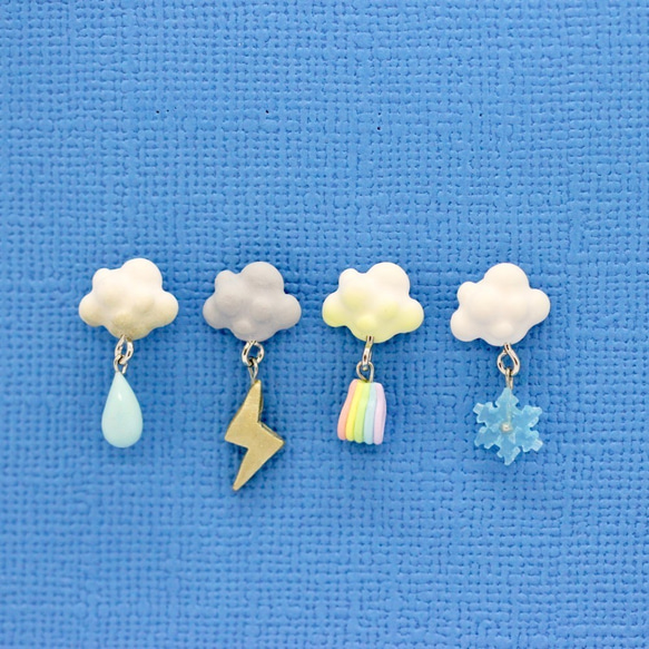 天氣多變化耳環套組 Miniature Weather Cloud Earring 雲朵彩虹雪花 第8張的照片