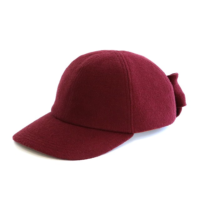 リネンウール　リボンキャップ　ワイン　20AWS-004