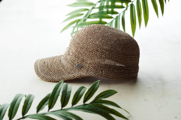 17SSS-001　rafiaカギ編み帽体　CAP　天然の麦わら帽子　キッズサイズ54cm 2枚目の画像