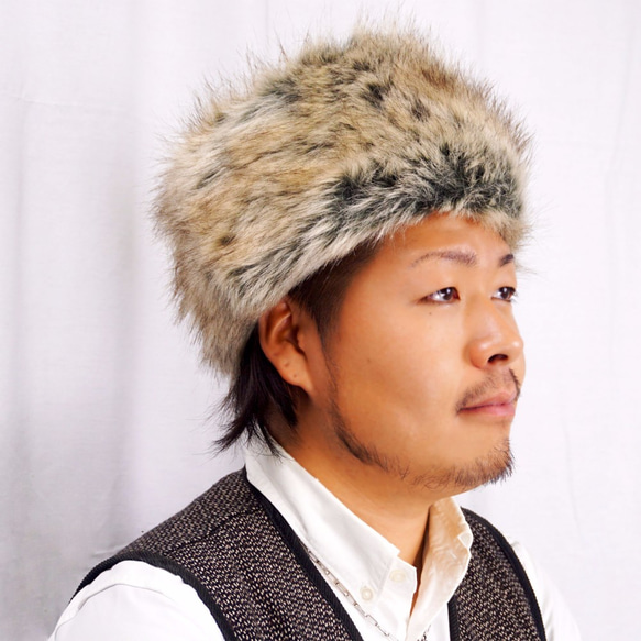 Talk Beret with Beautiful Fur with 逼真的毛皮 Grey MIX 17AWS-006 第5張的照片