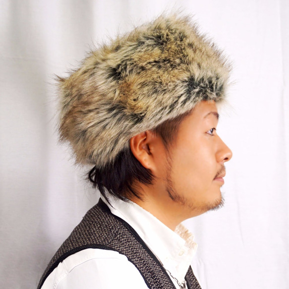 リアルな毛並みのファーが美しいトークベレー帽 グレーMIX 17AWS-006 6枚目の画像