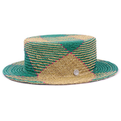 使用貴重滯銷商品的多花紋平底船帽 M 綠色 (18SSS-027) 第1張的照片