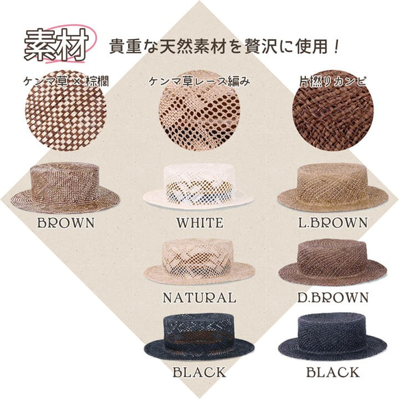 【母の日にも】オーダーカンカン帽【日本製】貴重な天然素材を使ってハンドメイドで(18SSO-001) 3枚目の画像
