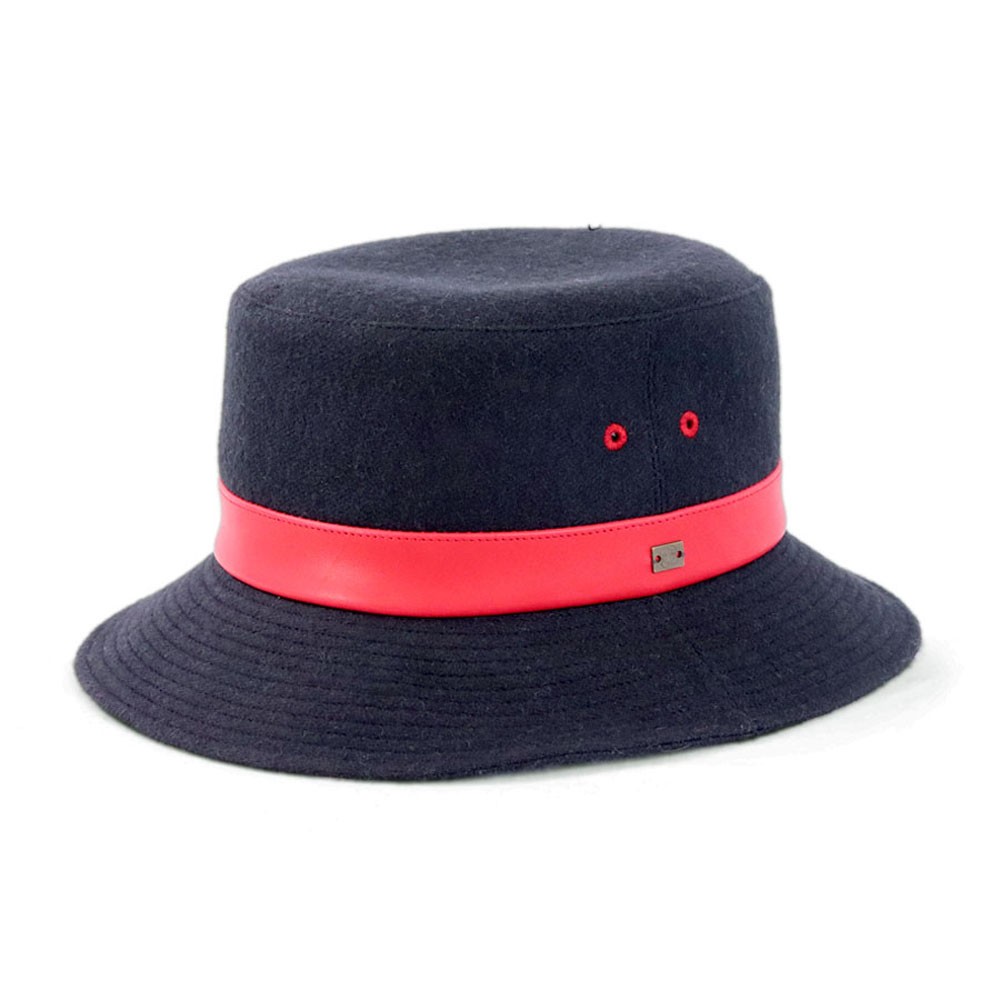 アウトドアの強い味方!麻ウールのサファリハット ブラック×レッド(18AWS-005) 7,347円