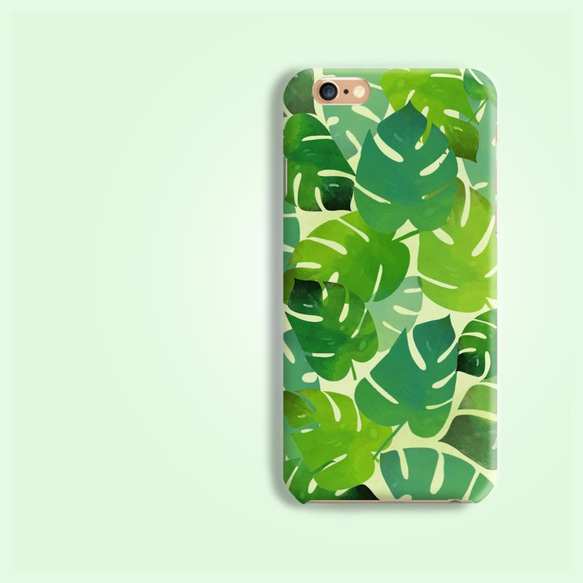 各種iPhoneやスマホに対応⋆ バナナ の 葉子 植物 パターン マット面 硬質のスマホケース 2枚目の画像