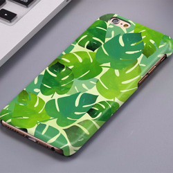 各種iPhoneやスマホに対応⋆ バナナ の 葉子 植物 パターン マット面 硬質のスマホケース 3枚目の画像