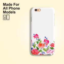 各種iPhoneやスマホに対応⋆水彩画 花咲く バタフライ パターン マット面 硬質のスマホケース 1枚目の画像