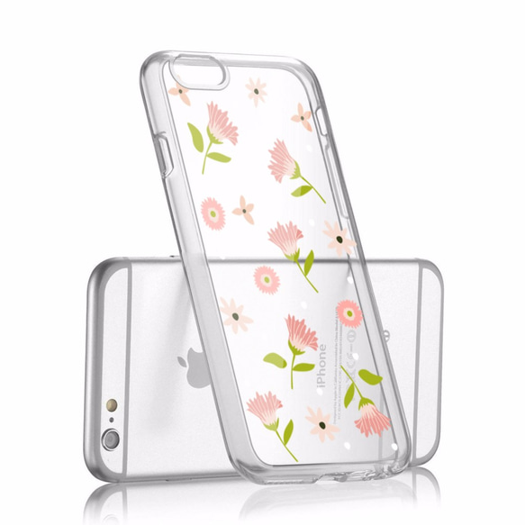 支援各種iPhone 5 6 7 plus 粉紅色 花朵 圖案 水晶透明果凍 手機殼 軟殼  保護殼 保護套 第4張的照片