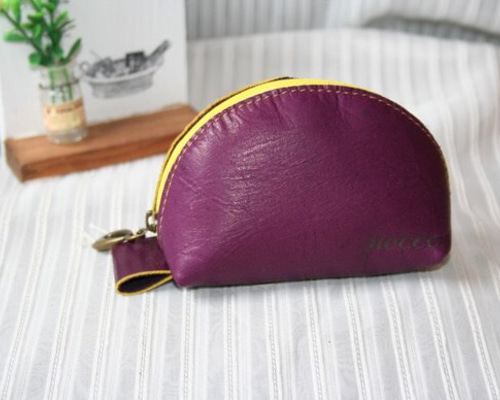 本革☆ラウンドポーチ、ミニサイズ 紫 ポーチ necco. 通販 1116912