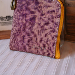 本革★ミニ財布、小銭入れ　柄紫2 3枚目の画像