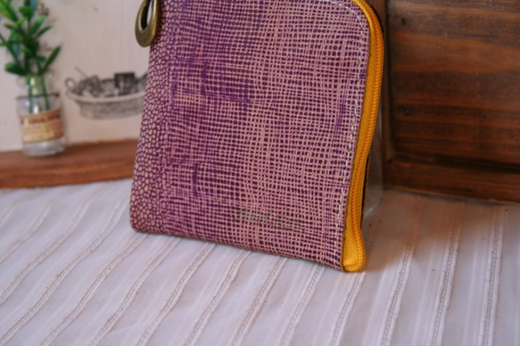 本革★ミニ財布、小銭入れ　柄紫2 3枚目の画像
