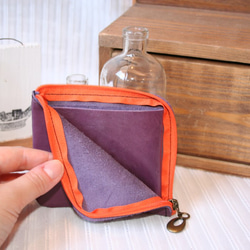 新！真皮★簡單的迷你錢夾，零錢包紫色 第3張的照片