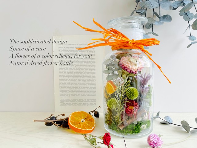 ふんわりドライフラワーのお花畑ボトル2　特大サイズ！