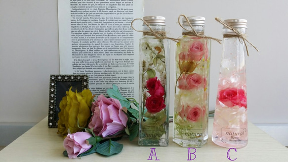 フローラル・ピンクのバラの香り　3種より1本　ハーバリウム♬ 1枚目の画像