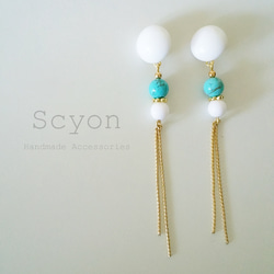 summer color turquoise◆ノンホールピアス 2枚目の画像